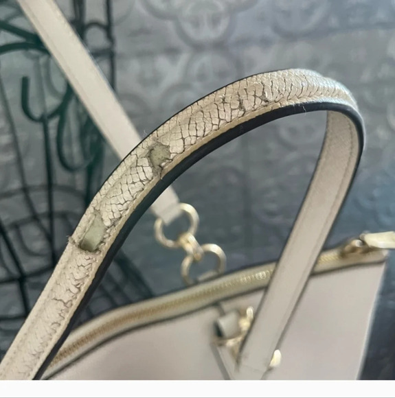 Coach F57526 Off White Ivory Chalk Grossgrain Leather Ava Tote Handbag Purse - Picture 7 of 11